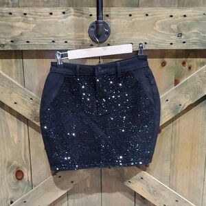 Windsor Black Sequin Pencil Mini Skirt Night Club Going Out Shimmer Shine Bling